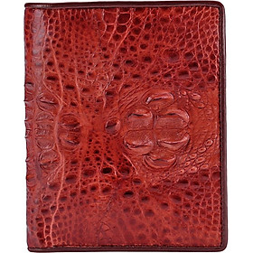 Ví Nam Da Cá Sấu Nguyên Con Kiểu Đứng Huy Hoàng HT2237 (12.5 x 10 cm) - Nâu Đỏ