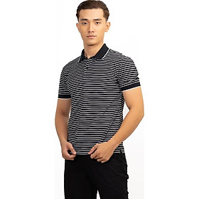 Áo Polo Nam Dệt Sọc Novelty NATMSNMCSR191044N - Đen Sọc Trắng