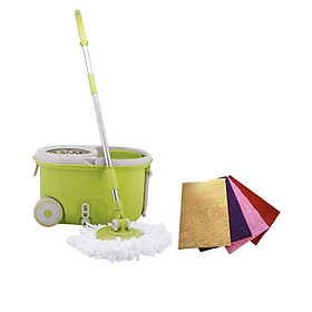 Bộ Cây Lau Nhà Xoay Tay 360 Độ Lock & Lock MOP-L003 - 2 Bông Lau Kèm 1 Thảm Chùi Chân San Hô