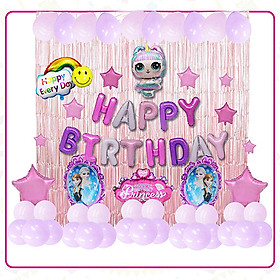 Set bong bóng trang trí sinh nhật tông hồng chủ đạo cho bé đáng yêu, xinh xắn YBHP-008