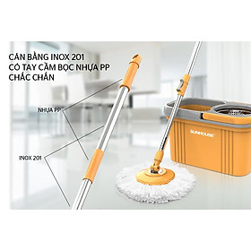 Mua Bộ lau nhà cao cấp xoay 360độ SUNHOUSE KS-CL350PB - thùng vắt + cây lau