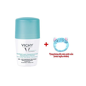 Lăn Khử Mùi Khô Thoáng Vùng Da Dưới Cánh Tay Vichy 50ml (Tặng băng đô mèo xinh xắn)