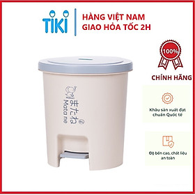 Thùng Rác Nhựa Đạp Chân Nắp Tròn HOKORI Làm Sọt Rác Văn Phòng