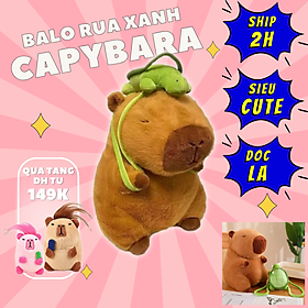 Thú nhồi bông Capybara đeo balo rùa xanh êm mịn dễ thương cao cấp - Size từ 35cm đến 90cm - Quà tặng gấu bông Capybara nhồi bông dễ thương - Gối ôm mềm mịn cho bé