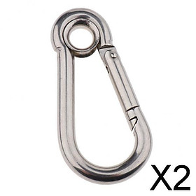 2xSpring Snap Hook Stainless Steel Clip Keychain Carabiner for Camping Hiking 40x20mm