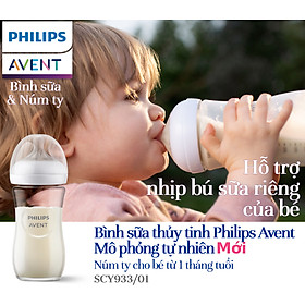 Philips Avent bình sữa thủy tinh mô phỏng tự nhiên mới 240ml bé từ 1 tháng SCY933/01