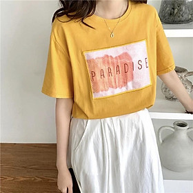 MS699 Áo thun nữ cổ tròn cộc tay Paradise thêu nổi