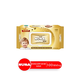Bao khăn ướt em bé nuna gold không mùi, 100 miếng/bao