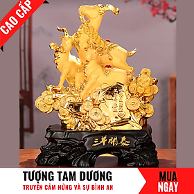 Tượng Dê Tam Dương Con Giáp Thịnh Vượng Bằng Vàng Cát Mỹ Nghệ Cao 38cm