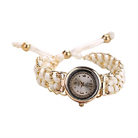 Lady Quartz Watch Valentine Day Jewelry Braided Rope Band Diamond Analog Wrist Watch