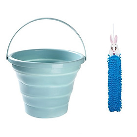 Mua Xô gấp gọn có quai xách tiện dụng 5 Lít+ Tặng kèm khăn lau tay hình thú  giao màu ngẫu nhiên