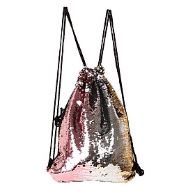 Sequin Drawstring Bag Reversible Sequin Backpack Glittering Shoulder Bag