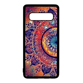 Ốp lưng điện thoại dành cho Samsung S10 Plus Hoạ Tiết Mandala Đen Cam