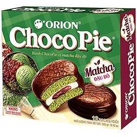 Bánh Chocopie Orion Vị Matcha Đậu Đỏ (Hộp 12 Gói)