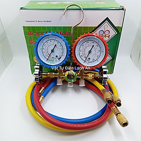 Đồng hồ đôi đo áp suất gas máy lạnh [Hộp xanh lá ] - đồng hồ đôi nạp gas máy lạnh điều hòa - đồng hồ nạp gas đôi