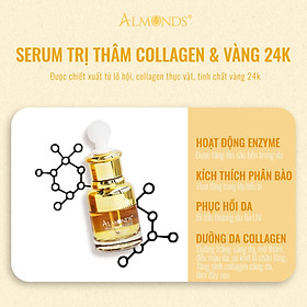 Serum Collagen và vàng 24K dưỡng trắng mờ nám, mờ thâm Almonds 30ML