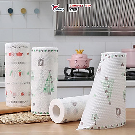 Mua Khăn giấy lau bếp đa năng Liberty loại dai sợi có thể giặt được để tái sử dụng cuộn 50 tờ