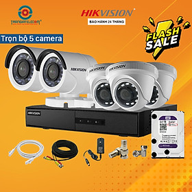 Mua Trọn Bộ Camera Quan Sát 5 Mắt Hikvision 2.0MP Full HD đầy đủ phụ kiện - Hàng Chính Hãng