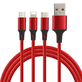 Dây Cáp Sạc Nhanh 3 Đầu dành cho Type C, Iphone, Android Tiện Lơi. Siêu Bền