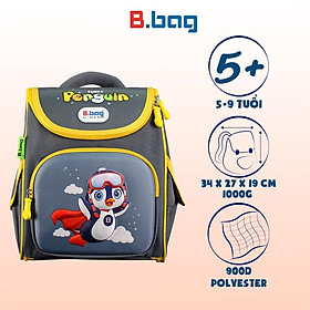 Balo chống gù B.bag Genius Box F2 Penguin màu Xám dành cho bé học sinh tiểu học từ 6 đến 11 tuổi B-12-105