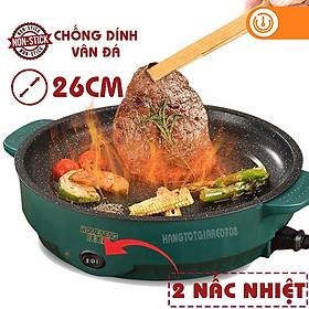 Chảo nướng điện đa năng size 26cm siêu chống dính Bếp nướng điện mini Hàn Quốc - Hàng nhập khẩu