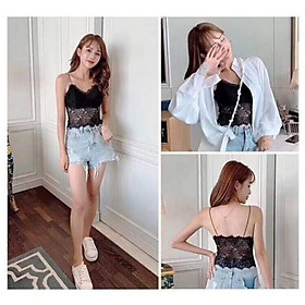 Bra dây mảnh ren lá có mút cao cấp - áo 2 dây ren lá