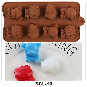 Khuôn Silicon Làm Bánh Socola Thạch Râu Câu Nhiều Hình Tim 3D Chữ Hoa Văn Động Vật Chịu Nhiệt Cao - SCL