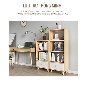 Mua Tủ Sách Gỗ Đa Tầng Phong Cách Nordic - GP144 - Vân gỗ