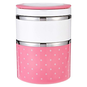 Hộp đựng cơm giữ nhiệt 2 ngăn inox 2 lớp dung tích 930ml có nắp đậy kín và có quai xách tiện lợi