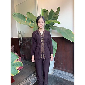Đồ Lam # Mẫu Bà Lai Thêu Lắc Sen# Quần Áo Nữ # Đồ Bộ # Thun Co Giãn # Không Nhăn
