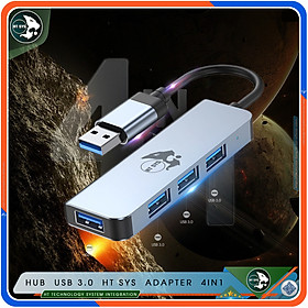 Hub USB 3.0 Và Hub Type C HT SYS Adapter 4in1 - Cổng Chia USB Mở Rộng Kết Nối Tốc Độ Cao Dành Cho Macbook, Laptop, PC - Hub Chuyển Đổi USB Type-C Hỗ Trợ Sạc Pin, Kết Nối Đa Năng ổ Cứng, Bàn Phím, Chuột, Máy In, Ổ Chia USB - Hàng Chính Hãng