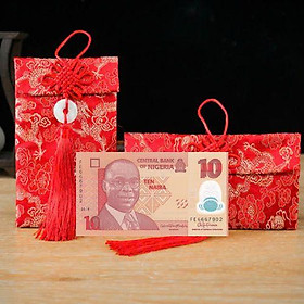 Túi gấm màu cam loaị 10 Nigeria poly sưu tầm, làm quà tặng