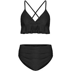 Đồ bơi Nữ CAMEL CROWN Bikini Hai Mảnh Tam Giác Sling - black - L