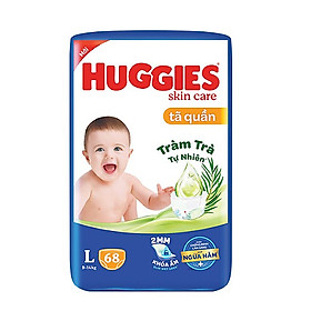 Tã/bỉm quần HUGGIES SKINCARE gói SUPER JUMBO size L 68 miếng