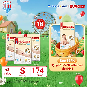 Combo 3 gói Tã/bỉm dán sơ sinh Huggies Skin Perfect S 54+4 miếng với 2 vùng thấm giảm kích ứng da