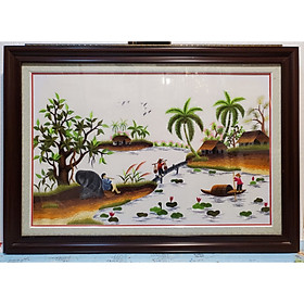 Mua TRANH THÊU - LÀNG QUÊ - ĐỒNG QUÊ CẤY CÀY