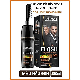 (Màu Nâu Đen) Gel Lược Nhuộm Phủ Bạc LAVOX - Dầu Gội Phủ Bạc Thảo Dược Thiên Nhiên LAVOX FLASH GRAY COVERAGE COLOR GEL G02 DARK BROWN