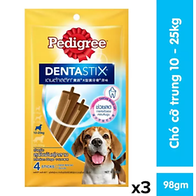 Bộ 3 bánh xương chó cỡ trung bình Pedigree Dentastix 98g