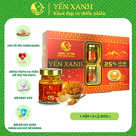 TỔ YẾN CHƯNG ĐÔNG TRÙNG HẠ THẢO - YẾN XANH (25% TỔ YẾN) - HỘP 6 LỌ 