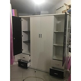 TỦ NHỰA 4 CÁNH CÓ MÓC TREO KÈM 2 KHOANG 2 BÊN CHIA NGĂN GẬP ĐỒ TIỆN LỢI