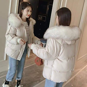 Hình ảnh Áo khoác nữ , áo phao , chất liệu vải dù lót bông ấm áp, thiết kế có nón lông trẻ trung, phong cách Hàn Quốc- Thời trang T-X