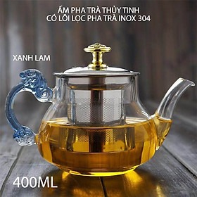 Hình ảnh Âm pha trà thủy tinh với bộ lọc bằng inox 304, dùng cho gia đình, văn phòng, dung tích 400ml
