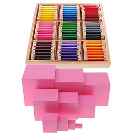 Montessori Wooden Building Pink Tower Blocks + Color Learning Box for Kids Educational Toy - intl