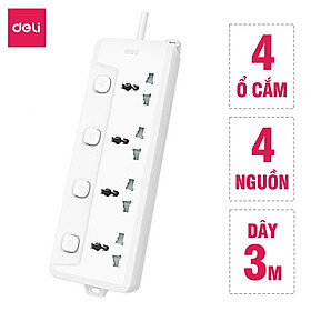 Mua  MẪU MỚI  Ổ Cắm Điện Deli Ổ ĐIện Đa Năng Chống Cháy Nổ 2500W Cổng Sạc USB/ TypeC Thông Minh Nhiều Màu Lựa Chọn