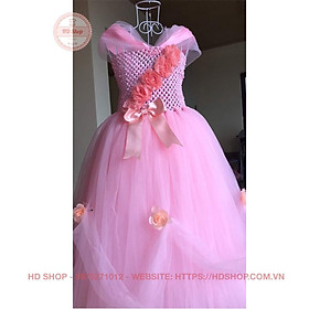 Váy công chúa Belle hoa 3d chéo