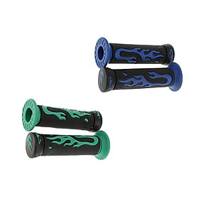 2 Pairs Blue+Green 7/8'' 22mm Motorcycle Scooter Handlebar Hand Grips