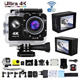 Máy ảnh hành động Ultra HD 4K WiFi 2.0 "170DEGREE 30M Đi dưới nước Pro Materment Cam Camera Cam Camera Thể thao Cam màu: Đen