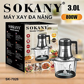 Mua Máy xay thịt đa năng SOKANY SK-7026 công suất cao 800W  dung tích 3L  lưỡi dao 2 tầng xay nhuyễn mọi thực phẩm- HÀNG CHÍNH HÃNG - DELIYA