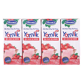 Sữa chua uống tiệt trùng Vinamilk hương dâu 170ml lốc 4 hộp