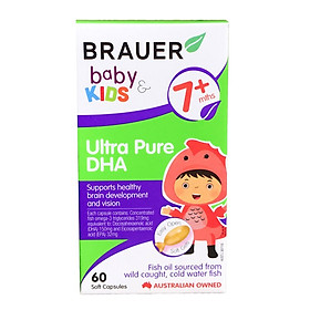 DHA tinh khiết dạng viên Ultra Pure DHA Brauer Úc cho trẻ từ 7 tháng tuổi + Tặng khăn Cotton xuất khẩu